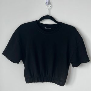 ZARA Cropped Short-Sleeved Sweatshirt